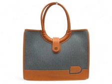 NEUF SAC A MAIN DELVAUX MIRAGE D EN TOILE JEAN DENIM & CUIR FAUVE HAND BAG 2500€