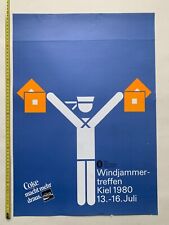 Windjammer treffen Kiel yachting 1980 germany vintage poster