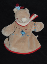 ? Doudou plat marionnette ours indien NOUKIES NOUKY NOUKIE'S beige rouge