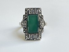 ANCIEN Bague Art Déco Argent Pierre Antique Sterling Silver Ring Anillo Anello