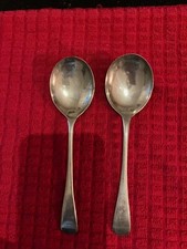 paire cuillères à céréales anglaises nickel argent Sheffield poinçons