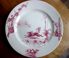 Chasse ,4 assiettes en faience E.Bourgeois Paris