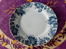 Plat Rond Plat Terre de Fer Saint Amand et Hamage Modèl Boule de Neige Bleu 27cm