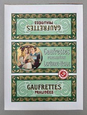 MUCHA : Lefèvre-Utile "Gaufrettes Pralinées" : Étiquette lithographiée. Ca 1900.