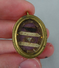 Antique Theca Reliquary Pendant 2 relics to be identify 19th C.