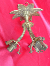 lampe Art Déco , monture de plafonnier , lustre à 3 branches bonze et laiton