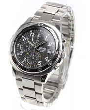 [☆Neuve] Montre chronographe SEIKO SND195P1 en acier inoxydable cadran noir d...