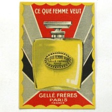 Carte Gellé frères Paris Ce que femme veut 4.5x6.5cm parfum eau de Cologne