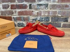 Tods Chaussures Homme Rouge Daim Pilotes Mocassins UK 6.5 US 7.5 Ue 40.5 Emballé