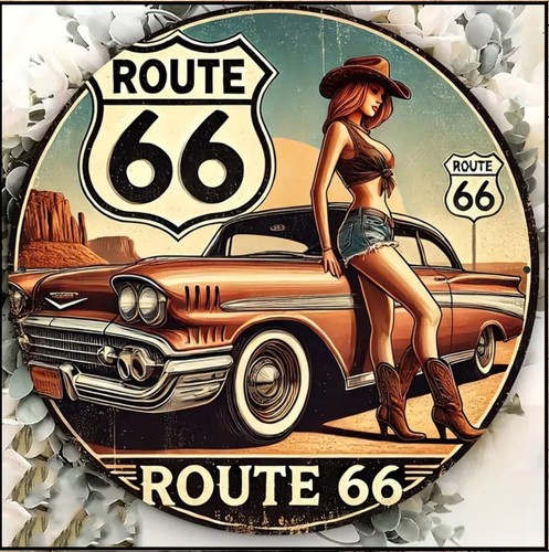 Panneau logo vintage route - , 66