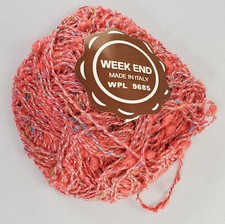 Italian Week End Yarn in Salmon, Cream, Blue in 50 Gram Skein:Mohair, Wool, Knit