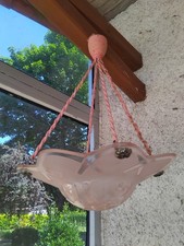 Vasque lustre suspension signée DEGUE verre moulé art déco - chandelier