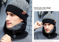 Hiver Chaud Écharpes Gants Chapeau Ensemble Bonnet Crochet Bouton Tricot Châle