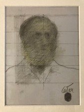 Magnifique Dessin César Baldaccini Signé Autoportrait 1990 Sur Calque Art Cesar