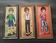 Lot de 3 cadres vintage  titi Parisien style Poulbot Montmartre 70's