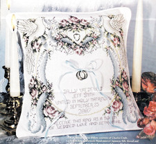 Grille Point de Croix COUSSIN MARIAGE ALLIANCES - Cross stitch chart WEDDING