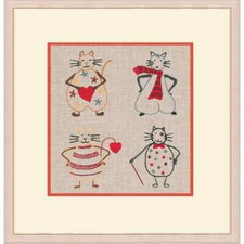 Kit de broderie Freestyle Le Bonheur des Dames "Chats", image imprimée, 12x14cm