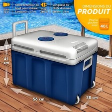 TILLVEX Glacière électrique 40 l avec roulettes | Mini réfrigérateur 230 V 