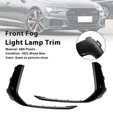 2PCS Front Fog Light Lamp Trim Pour Audi A6 C8 S-Line S6 2019-2023 Black