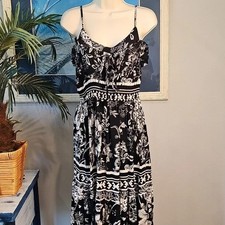 Black and White Floral Spaghetti Strap Dress Womens Large