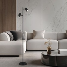 Lampadaire Lampe De Chambre 2 Flammes Spots Orientables Noir 158Cm