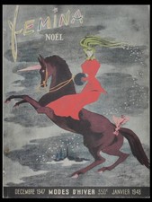FEMINA NOEL 1947 - MODE, CHRISTIAN DIOR, VAUTRIN, BALMAIN, ROCHAS, LANVIN,HERMES