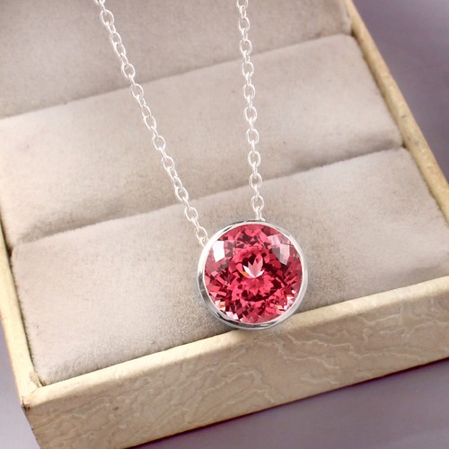 Fin padparadscha saphir rond - fin,