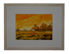 Paysage aquarelle les feux - aquarelle, "les