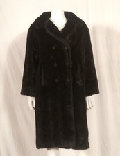 MANTEAU LONG EN FAUSSE FOURRURE VINTAGE FRANÇAIS ANNÉES 60 UK 12 / FR 40