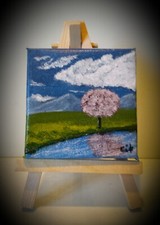 Mini Toile Acrylique : Cherry Blossom in the River