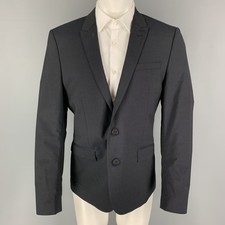 THE KOOPLES Taille 40 Marine à Fine Rayure Laine Pic Revers Manteau Sport