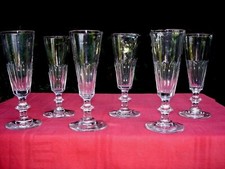 BACCARAT SAINT LOUIS CATON FLUTES A CHAMPAGNE CRISTAL TAILLE COTES PLATES 19EME