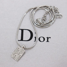 Collier chaîne Christian Dior trotteur strass occasion argent vintage #ED425 S