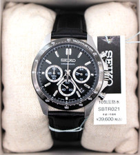 Montre chronographe homme SEIKO SELECTION SBTR021 SPIRIT à quartz cuir noir...