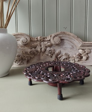 Dessous-de-plat vintage en fonte avec bougie chauffe-plat, chauffe-théière.