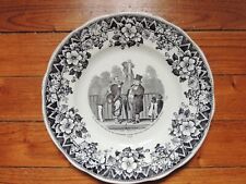 Assiette parlante Creil Montereau Ours Bonnet à poils Garde Caricature XIXe 