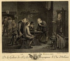 David Teniers Le viellard - Gravure Carl Guttemberg XVIIIème