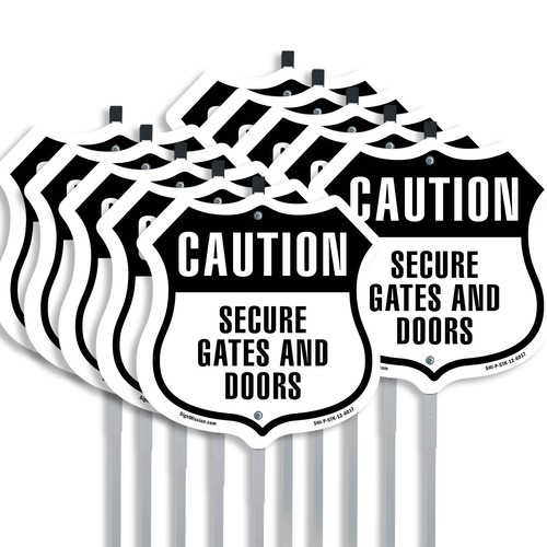 Caution secure gates and - gates, doors
