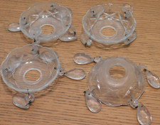 vintage LOT coupelle en verre PIECES à douille de LAMPE pampille LUSTRE brillant