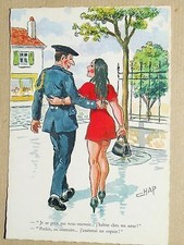 CPSM HUMOUR - CHAP - PIN-UP - SOLDAT - RENCONTRE