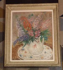 huile sur toile fleurs Signée Le Tallec 