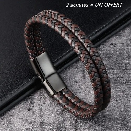 Bracelet cuir tressé lanière - tressé,