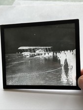 Plaque Verre Pic Old Photo Glass Ww1 Avion Hydravion Biplan Seaplane Plane