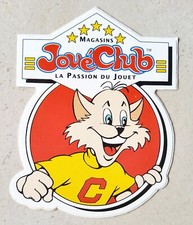 Autocollant publicitaire ancien magasin de jouets JOUÉCLUB joué club CHAT 1990