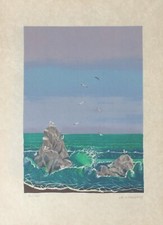 MADELEINE LA GIRAUDIERE Le Rocher 1970 Lithographie Signée