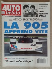 AUTO HEBDO N°748 10/10/1990 MEXICO SPORT PROTOS 905 ALESI MANSELL GOLF OETTINGER