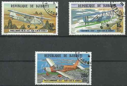 Timbres avions djibouti - avions,
