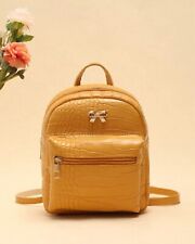 Sac A Dos Simili Cuir Crocodile Jaune Citron Moutarde Femme Noeud Papillon Zippé