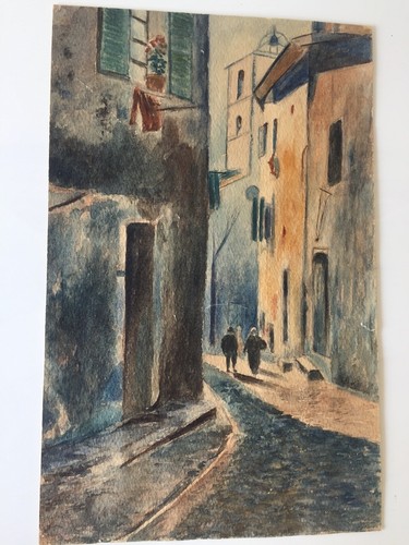 Aquarelle ancienne ruelle - aquarelle, rue