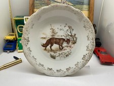 ANCIENNE ASSIETTE A DESSERT  PORCELAINE AJ VIERZON CHASSE RENARD